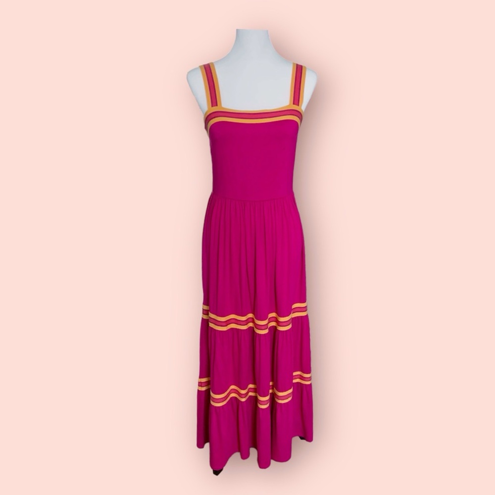 Ted Baker Norabel Tiered Midi Pink Dress Peasant Cottagecore Sleeveless Tank